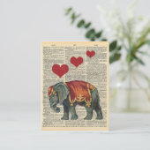 Carte Postale Dictionnaire vintage Art Cirque Elephant Love (Debout devant)