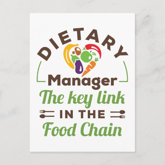 Carte Postale Dietary Manager Le lien clé dans la chaîne aliment (Devant)