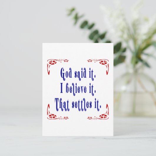 Carte Postale Dieu A Dit Quatre Fleurs Rouges ! (Debout devant)