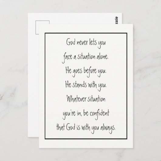 Carte Postale Dieu Avec Vous Toujours Jamais Seul Inspirant (Devant / Derrière)
