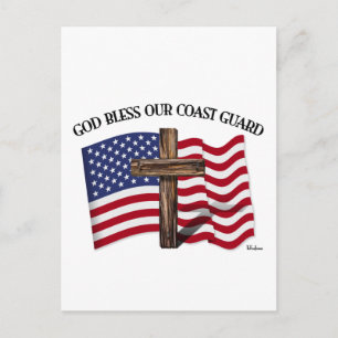 Carte Postale DIEU BÉNISSE LA GARDE CÔTIÈRE avec une croix robus