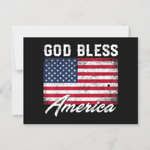 Carte Postale Dieu bénisse l'Amérique USA Drapeau 4 juillet patr