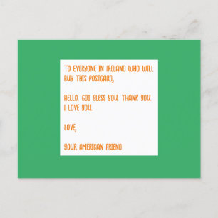 Carte Postale Dieu bénisse l'Irlande. Amour, Votre ami américain