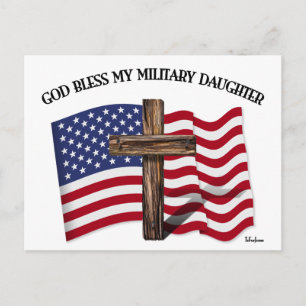Carte Postale DIEU BÉNISSE MA FILLE MILITAIRE croix robusteDrape