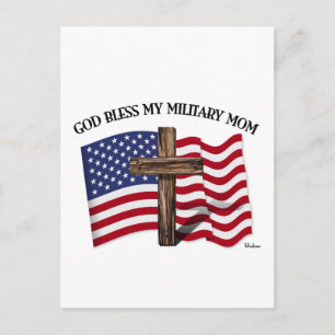 Carte Postale DIEU BÉNISSE MA MÈRE MILITAIRE croix robuste & dra