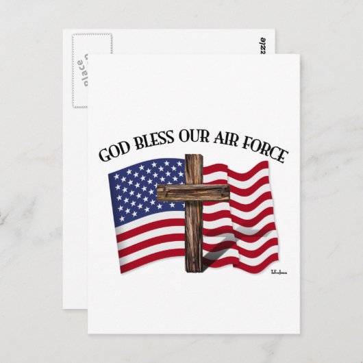 Carte Postale DIEU BÉNISSE NOTRE FORCE AÉRIENNE avec croix robus (Devant / Derrière)