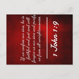 Carte Postale Dieu cite : 1 Jean 1:9 — "Confession et pardonné