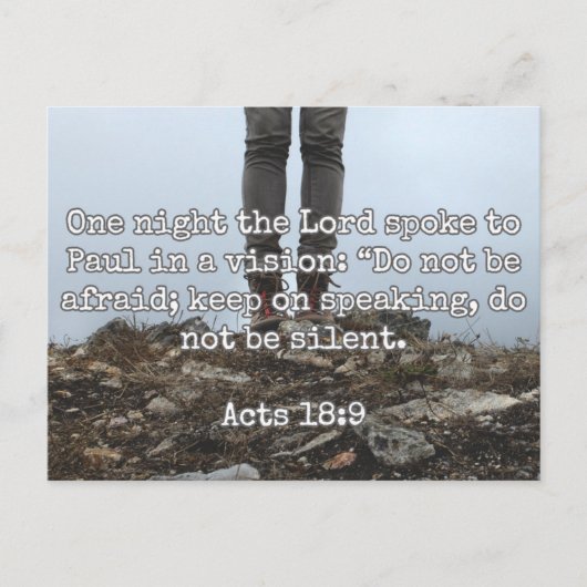 Carte Postale Dieu Cite : Actes 18:9 — "Ne sois pas silencieux" (Devant)