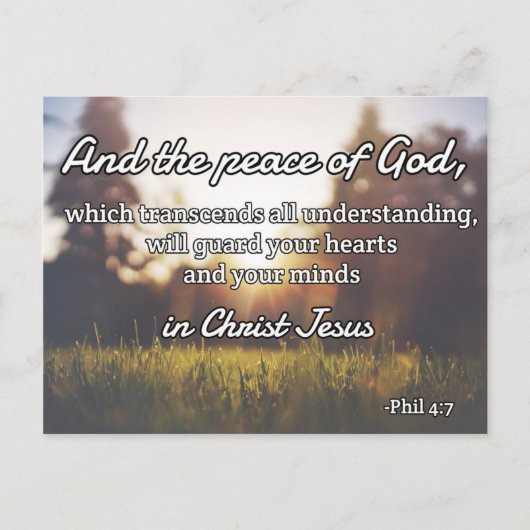 Carte Postale Dieu cite : Phil 4:7 — "Paix de Dieu" (Devant)