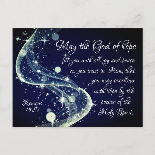 Carte Postale Dieu de l'Espoir, Romains 15:13 Verse de la Bible (Devant)