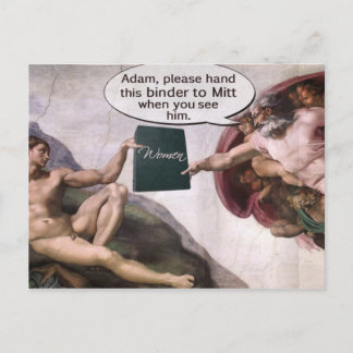 Carte Postale Dieu donne le Classeur d'Adam Romney plein de femm