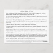 Carte Postale Dieu est bon pour vous (SJNS) (Dos)