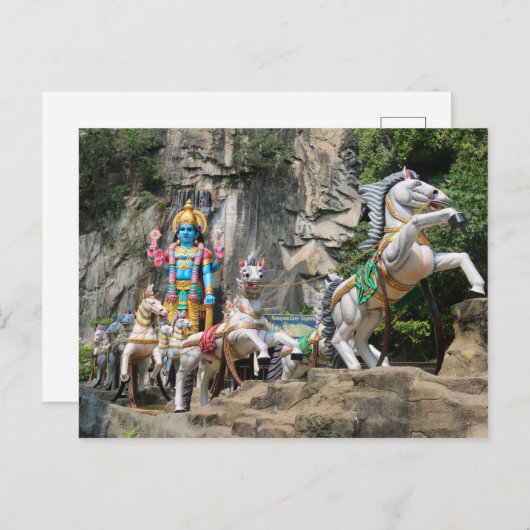 Carte Postale Dieu hindou avec calèche à Ramayana Cave (Devant / Derrière)