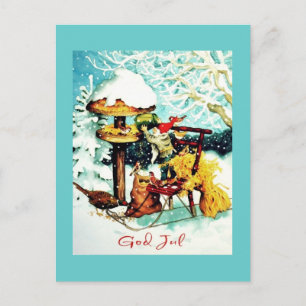 Carte Postale "Dieu juil !" Nisse Nourrit Les Petits Oiseaux