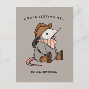 Carte Postale Dieu me teste et je n'ai pas étudié