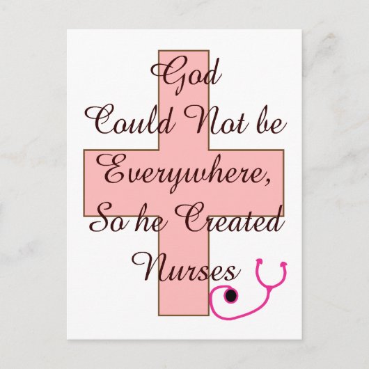 Carte Postale Dieu ne pouvait pas partout INFIRMER croix rose (Devant)