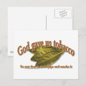 Carte Postale Dieu nous a donné du tabac (Devant / Derrière)