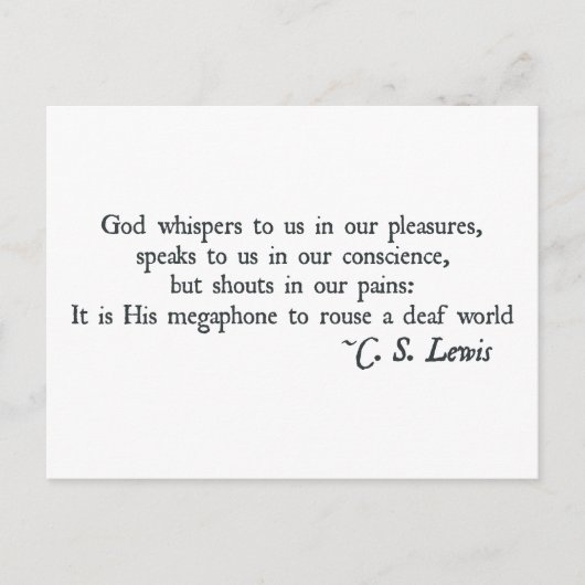 Carte Postale Dieu nous pleure dans nos plaisirs (Devant)