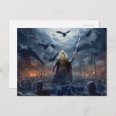 Carte Postale Dieu Odin dirige Einherjer Guerrier d'Asgard (Devant / Derrière)
