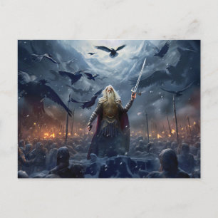 Carte Postale Dieu Odin menant Einherjer Guerrier d'Asgard
