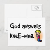 Carte Postale Dieu répond kneE-mail cadeau chrétien (Devant / Derrière)
