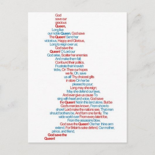 Carte Postale Dieu sauve la reine (Devant)