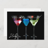 Carte Postale Différents cocktails dans des lunettes à martini n (Devant / Derrière)