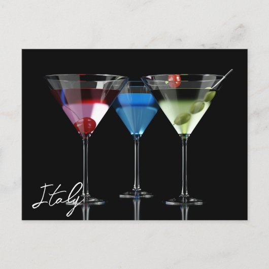 Carte Postale Différents cocktails dans des lunettes à martini n (Devant)