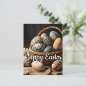 Carte Postale Différents Oeufs Décoratifs De Pâques Dans Une Pan (Debout devant)