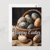 Carte Postale Différents Oeufs Décoratifs De Pâques Dans Une Pan (Devant / Derrière)