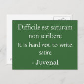Carte Postale Difficile de ne pas écrire la satire - Citation ju (Devant / Derrière)