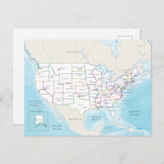 Carte Postale Digital political map of the United States.