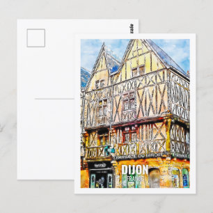 Carte Postale Dijon France Fameux Travel Place Aquarelle