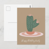 Carte postale d'illustration de cactus simple épin (Devant / Derrière)
