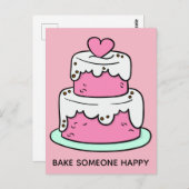 Carte postale d'illustration de gâteau texte perso (Devant / Derrière)