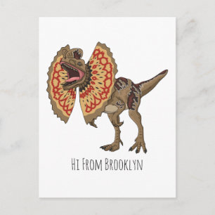 Carte Postale Dilophosaurus cartoon illustration 