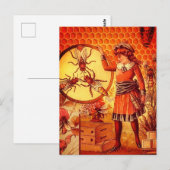 Carte postale d'image de fille apicultrice de abei (Devant / Derrière)