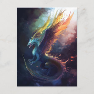 Carte postale d'Imaginaire coloré de Dragon volant