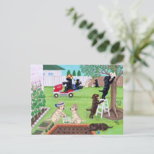 Carte Postale Dimanche Fun Labradors Peinture (Debout devant)