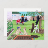 Carte Postale Dimanche Fun Labradors Peinture (Devant / Derrière)