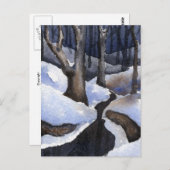 Carte postale d'impression paysage neigeux (Devant / Derrière)