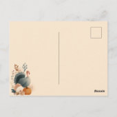 Carte Postale Dinde avec feuillage d'automne Joyeux Thanksgiving (Dos)