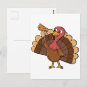 Carte Postale Dinde avec tranche de tarte (Devant / Derrière)