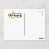 Carte Postale dinde bon thanksgiving Day avec citrouilles (Dos)