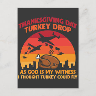 Carte Postale Dinde Chute Jour de Thanksgiving Dieu est mon Témo