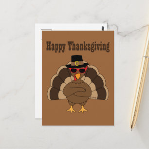 Carte Postale Dinde Cool Joyeux Thanksgiving texte personnalisé