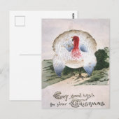 Carte Postale Dinde de Noël Antique (Devant / Derrière)