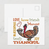 Carte Postale Dinde de Thanksgiving (Devant / Derrière)