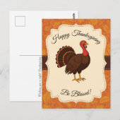 Carte Postale Dinde de Thanksgiving bénie (Devant / Derrière)