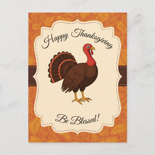 Carte Postale Dinde de Thanksgiving bénie (Devant)